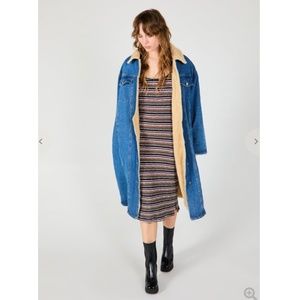 NWOT Denim Jean Sherpa Long Parka Hugo Coat Jacket